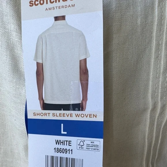 Scotch & Soda Men's Light Cream Button Down Shirt - Picture 5 of 12
